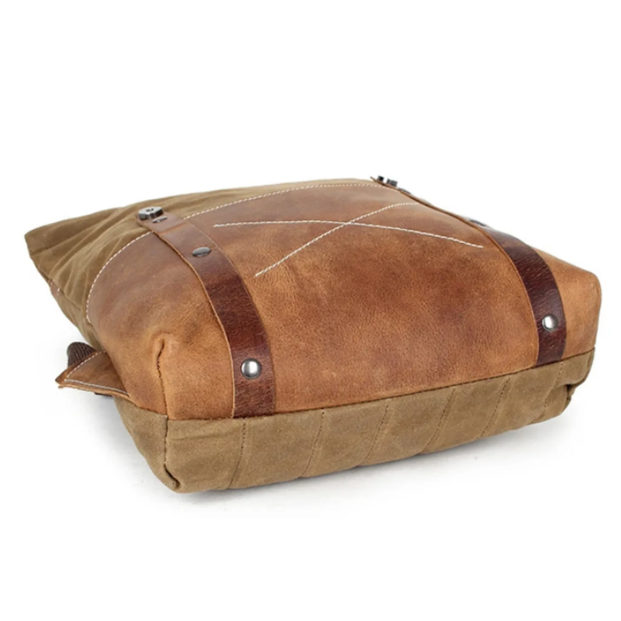 Waxed Canvas With Leather Durable Backpack