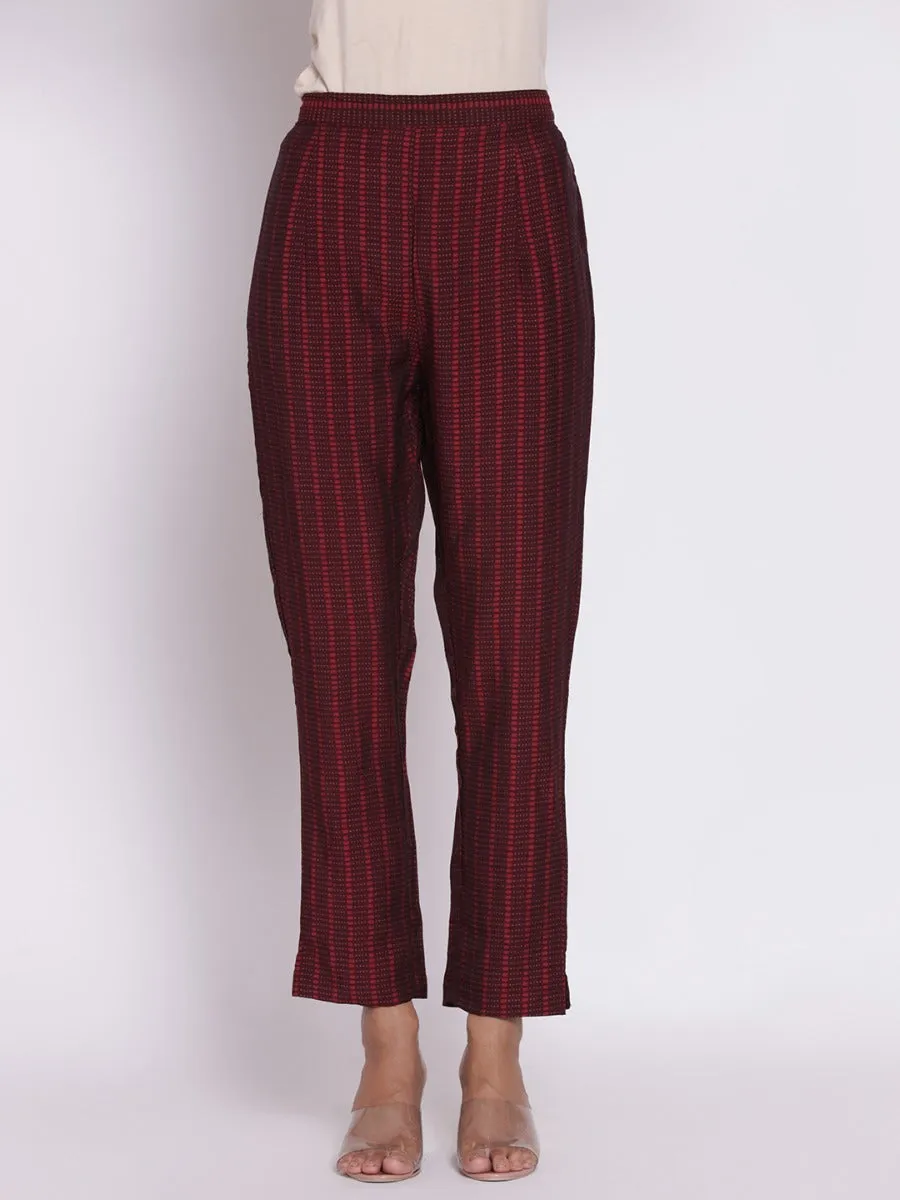 Women Maroon Geometrical Printed Kurta With Trouser